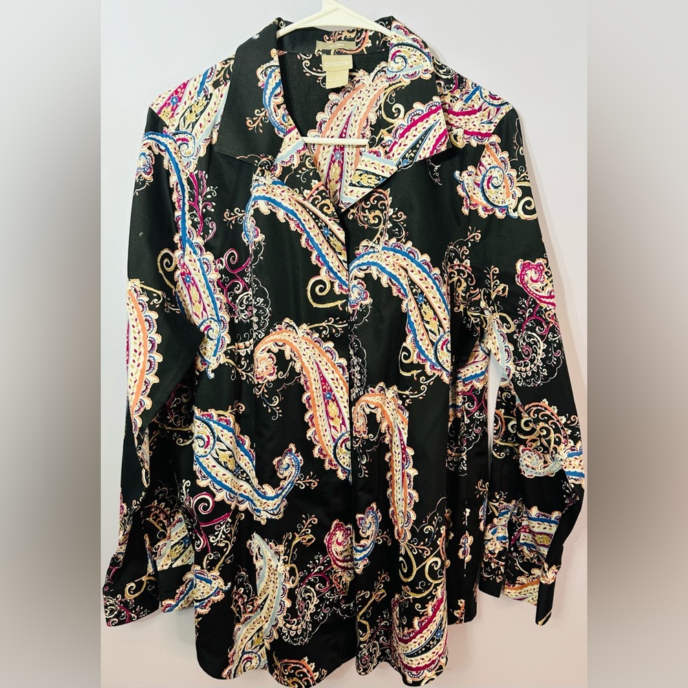 Chico's Pink and Orange Button Down Shirt